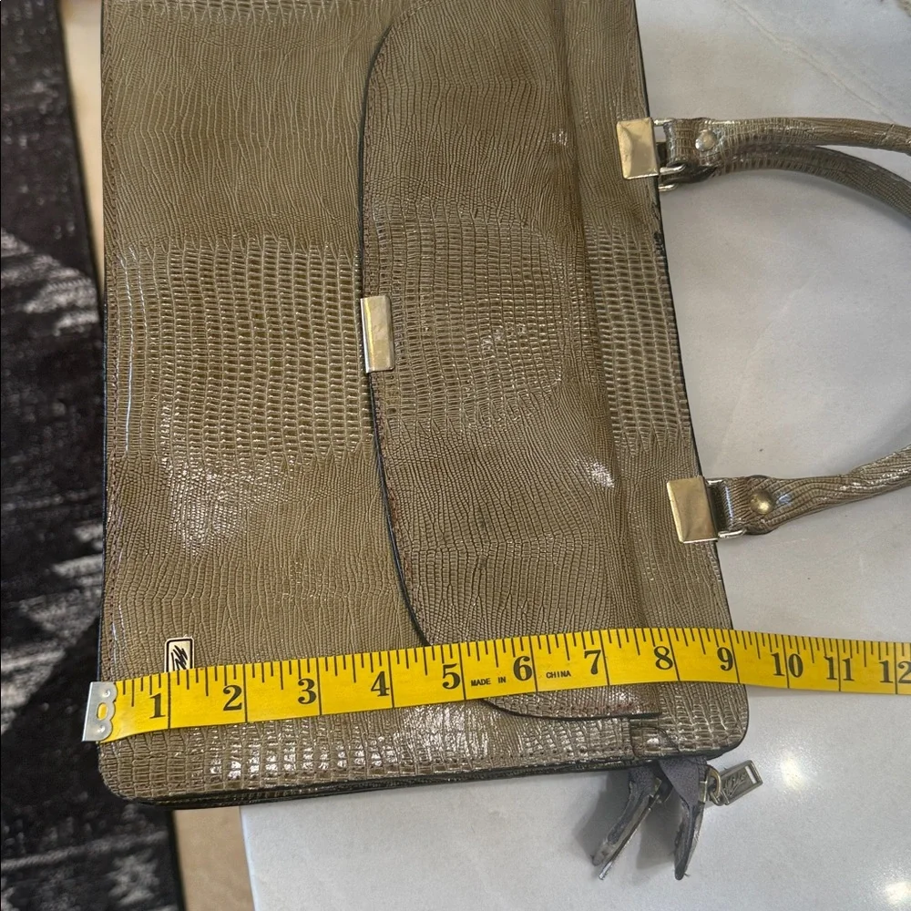 Vintage Mido Top Handle Handbag 1950s 1960s Reptile Embossed Taupe Structured